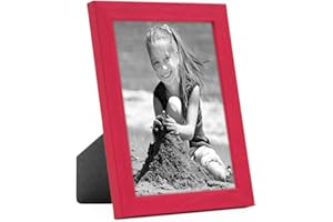 PHOTOLINI Bilderrahmen Kinderzimmer 13x18 cm Rot, Wechselrahmen farbig, Holz, Acrylglas, Made in Germany, zum Aufstellen & Aufhängen, mit Zubehör - für bunte Kinderbilder