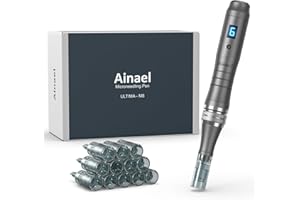 Ainael Ultima M8 Microneedling Pen, Profesional Microneedle Máquina Pluma Microneedle Inalámbrica Kit para Rostro Cuerpo Cabello Barba Crecimiento Regalo para Mujeres - 12 Cartuchos