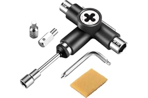 Rfeeuubft Skate Tool Multi-Function Ratchet Tool with Griptape Eraser Kit