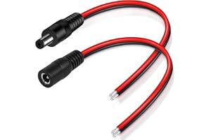 RUNCCI-YUN Set med 2 strömkablar 14 AWG 5,5 mm x 2,5 mm, hane/hona kontakt 12 V, 5525 strömkontakt för hemmaövervakningskamer