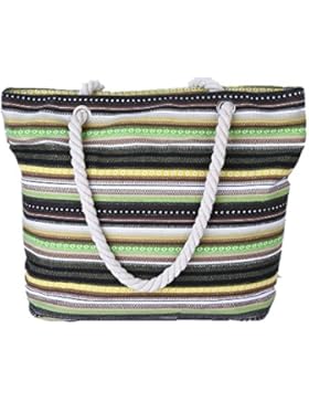 Sport Tent Groß Strandtasche Retro Bunte Streifen Umhängetasche Mit Reißverschluss Canvas Beachtasche Schultertasche...