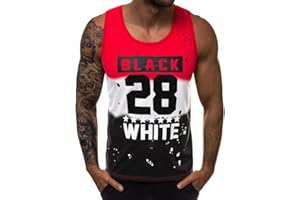 WAZZAP Debardeur Musculation Homme Imprimé Bodybuilding Sport Gym Fitness Tank Top Stringer sans Manches T-Shirt