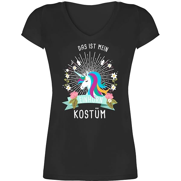 Shirtracer Damen T-Shirt Mit V-Ausschnitt - 'Das Ist Mein Katzen Kostüm' Karneval Motiv