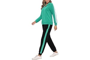 Demegimi Conjunto Chándal Mujer Otoño Invierno Contraste Conjunto Deportivo para Mujer para Deportes Jogging y Fitness S-XXL