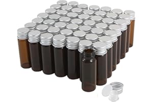 CADBIBE 15ml Bernstein Glasfläschchen mit Schraubverschluss und Kunststoffstopfen, Braun Kleine Glasflaschen Auslaufsichere Glas Fläschchen für Flüssigkeit Pulver Proben und kleinen Gegenständen, 50 Stück