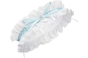 Weenwill Bridal Lace Garter,Blue Garters for Brides Lace Wedding Garter with Ribbon Bow Elastic Bridal Wedding Garters Gift Bachelorette Party Wedding Accessories