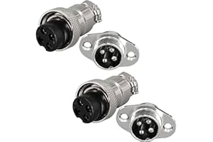 RUNCCI-YUN 2 pièces GX12 4 Broches Aviation Connecteur,12mm souder Mâle et Femelle Panneau Câble Connecteur d'aviation (GX12 4 Pin)