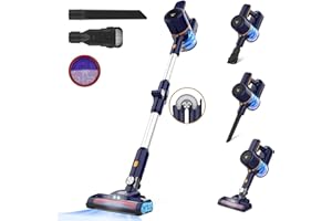 TASVAC 22000Pa Akku Staubsauger, Staubsauger Kabellos mit Knickgelenk, Vacuum Cleaner Akkusauger,40 Min Laufzeit, 6 in 1 kabelloser Staubsauger Stielstaubsauger für Hartböden Teppich Tierhaare