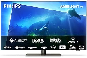 PHILIPS Ambilight OLED818 106 cm (42 Pulgadas) Smart 4K OLED TV | UHD y HDR10+ | 120Hz | Engine P5 AI Picture | Dolby Atmos | Altavoces 40W | Compatible con Asistente Google y Alexa