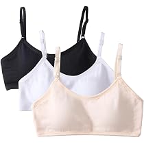 Lot De 3 Soutiens-gorge Sans Armature Pour Filles 10-14 Ans - Coton Doux - Noir, Blanc, Gris