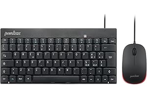 Perixx PERIDUO-212 Kit Mouse e Tastiera Piccola Cablati ‎per Windows, Tasti Scelta Rapida e Multimediali, Layout Italiano QWERTY, Nero