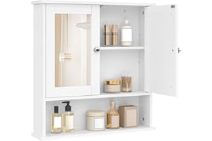 ‎ESITURO eSituro Spiegelschrank Badspiegel Hängeschrank mit Türen Wandschrank Badschrank Weiß BHT ca: 56x58,3x13cm