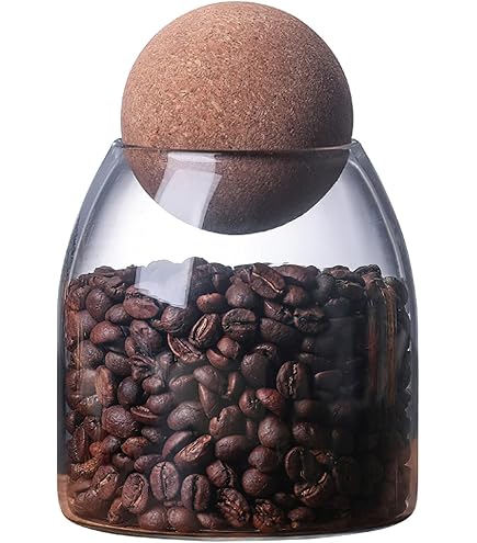 Set Of 4 Clear Glass Kitchen Storage Jars With Cork Ball Lids - 0.5L Each, BPA-Free Pantry Organizers For Flour, Sugar, Coffee, Spices