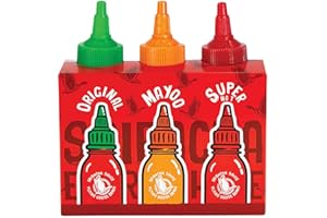 ‎FLYING GOOSE FLYING GOOSE Sriracha scharfe Chilisaucen Mischkarton in 3 Geschmacksrichtungen, ideal zum Verschenken, Würzsaucen aus Thailand zum Würzen, Dippen und Verfeinern, 3 x 100 ml Multipackung