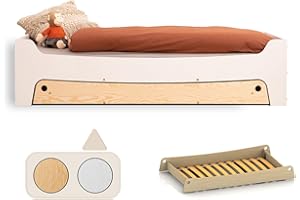 smartwood TILA 10 Cama Infantil 90x190 con somier y Cama Nido - Cama de Madera para niños y niñas - Cama Montessori con somier 190x90 cm - Blanco