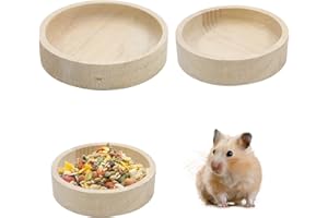 Bekecidi 2 Pack Wooden Hamster Feeding Bowl, 2 Sizes (Large: 9*2cm, Small: 8*2cm) for Hamster, Gerbil, Chinchilla, Sugar Glider, Squirrel, Hedgehog, Rabbit