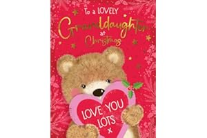 Piccadilly Greetings Christmas Card To a Lovely Granddaughter Heart bear - 8 x 6 inches