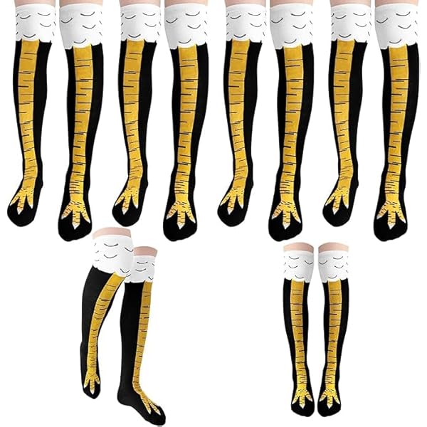 Calzini Alti Con Zampe Di Gallina - 3 Paia Divertenti Per Costumi E Cosplay, Traspiranti E Elastici - Foto 7