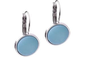 Polarisohrring "Katharina", 12mm original Polariscabochon in vielen attraktiven Farben in einer Klappbrisur aus Edelstahl, handgefertigt von Adi-Modeschmuck in Berlin