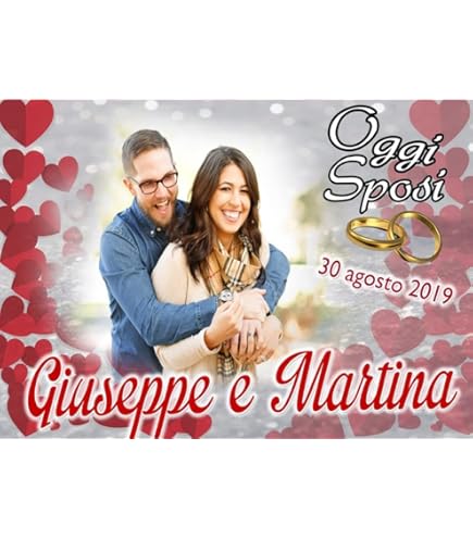 Banner Striscione VIVA GLI SPOSI MATRIMONIO CON FOTO Personalizzabile - Banner PVC Da Esterno GARANZIA 10 ANNI (150X100 CM