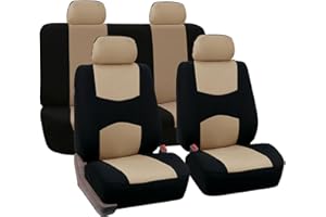 MeKnMoney Auto Set Coprisedili Per Fiat Panda 2003-2026/Fiat Panda 4x4 2004-2026, Traspirante Set Fodere Anteriori Posteriori Copri Protezione Accessori,F/Black Beige