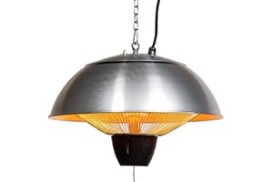 Heatlab Ceiling Hanging Outdoor Indoor Halogen Bulb Electric Infrared Patio Heater 1.5kW, Stainless Steel