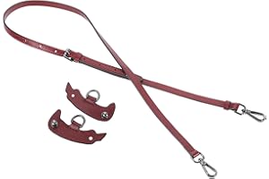 sourcing map Genuine Leather Bag Strap Replacement Adjustable Crossbody Bag Straps, 37.4-45.3 Inch Purse Strap for Shoulder Bag Handbag Purse, Wine Red, Black Buckle, 1 Set