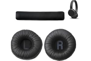 Amztour Cuscinetti Auricolari per JBL Tune 600BT, T520BT, T510BT, T500BT e T450BT Memory Foam Cuscino 68mm Cuscinetti Cuffie con Cuscino Fascio Testa Comodo da Indossare Nero