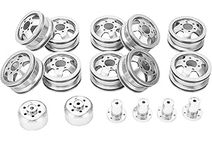 SUNGOOYUE Aluminiumlegierung RC Auto Radnabe, 6WD Militär Metall Kettenfahrzeug Felgen Nabe für WPL B24 B36 1/16(Silber)