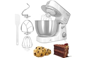 ‎ADLER ADLER EUROPE Knetmaschine, 4 Liter, Einstellbare Geschwindigkeit, 1000 W, Weiß, Edelstahl Rostfrei