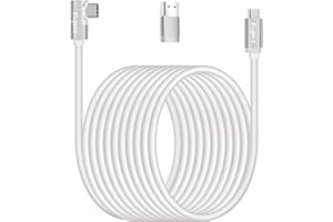 Kuject Link Cable 20FT Compatible for Quest 3S/3, Quest 2/Pro, Pico 4, VR Headset Accessories Cable for Rift S/Steam VR Games, USB 3.0 Type C to C High Speed Data Transfer Cord for Gaming PC, White