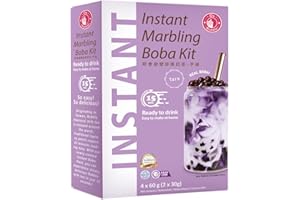 O's Bubble Instant Marbling Boba Tee Kit TARO (4x 60g) | Bubble Tee | Mit Tapiokaperlen und Strohhalm