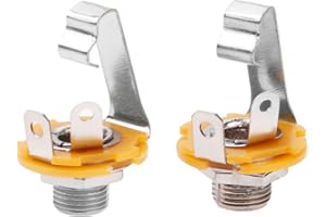 ZEACCT 2 Pezzi Presa Jack Mono Rondella per Chitarra, Presa Montaggio Pannello Mono per Chitarra, Jack di Ingresso Universale Chitarra, con Rondella E Dado per Parafango Pedale Chitarra