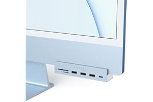 SATECHI Hub a Pinza USB-C - Porta Dati USB-C, Dati USB-A 3.0, Lettore Schede Micro/SD Compatibile con Apple Studio Display e iMac 2021 24", Non Compatibile con iMac 2020 e Modelli Precedenti (Blu)