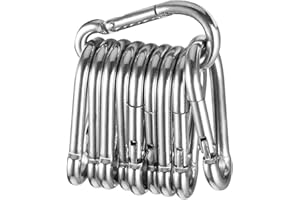 SDHIIOLP 10 mosquetones de acero inoxidable 304, 50 mm x φ5 mm, soporta hasta 125 kg, resistentes mosquetones, llaveros, cierres de mosquetón para hamacas, toldos, deportes, camping, exteriores