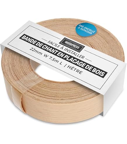 Ruban Bordure Bois Hêtre 18mm X 10m - Adhésif Pré-collé Sans Repassage, Imitation Bois Pour Meubles, Rénovation DIY, Imperméable