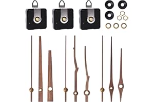 3 Sets Quartz Mouvements, Mécanisme d'Horloge avec Aiguilles d'Horloge en Bois de Noyer 3 types, silencieus Horlogerie à Quartz Mécanisme pour Horloge Murale 12 pouces (Longueur Arbre 20 mm)