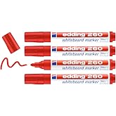 edding 260 beyaz yazı tahtası kalemi, kırmızı, 4'l&uuml; set, yuvarlak u&ccedil; 1,5-3 mm
