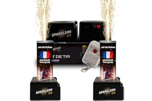 Starter Pack 2 Déclencheurs + 2 Jets de Scène couleur Or 2 Mètres / 30 Secondes + Télécommande pour Machine d'allumage de Jet de Scène Artifice pour Intérieur Étincelles Lumineuses - SPARKLERS CLUB®