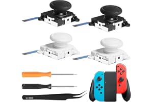 PRETTI Switch Joystick Replacement Kit 4-Pack - Hall Effect 3D Analog Joysticks Repair Set Compatible with Nin tendo Switch, Switch OLED, Switch Lite & Joy-Con, Includes Precision Screwdrivers & Tweezer
