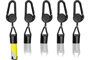 0XBIT Porta Clipper, 5 Pezzi Porta Accendino Allungabile, Lighter Leash con Gancio, Clip per Accendino Anti-Smarrimento (Nero)