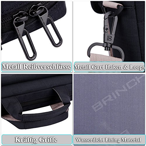 BRINCH Laptoptasche, unisex Messenger Bag Oxford Gewebe Umhängetasche Aktentasche mit Tragriemen für 17 – 17,3 Zoll Laptop / Notebook / MacBook / Ultrabook / Chromebook Computers / Apple / Acer / Asus / Dell / Fujitsu / Lenovo / HP / Samsung / Sony / Toshiba,Schwarz - 6