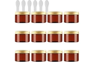 PQPAUTY 12 Pieza Marrón Tarro de Cosmética de Plástico 150g Envases Cosmética Plástico 150 ml con Tapa Oro Botella de Crema Tanque para Productos Cosméticos Ungüento