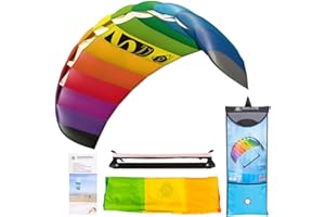 HQ HIGH QUALITY DESIGN HQ - Symphony Beach III Sport Rainbow, Zweileiner Lenkmatte, inkl. Lenkschnüre auf 2-Line 45cm-Controlbar, 2-6 Beaufort