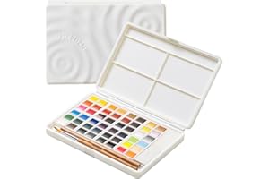 MEEDEN Aquarellfarben Set, 48 Farben in Tragbarer Box, Wasserfarben Aquarell Set, Removable Blocks, Built-in Palette & Watercolor Accessories, Perfect Travel Watercolor Set for Artists