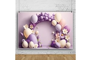 ASDCXZ Baby Geburtstag Party Hintergrund 2.2x1.5m, Lila Beige Ballon Blume Bunt Fotowand Hintergrund, Vinyl Fotobox Hintergrund für Erster Geburtstag Mädchen Junge, Portrait Fotostudios Hintergründe