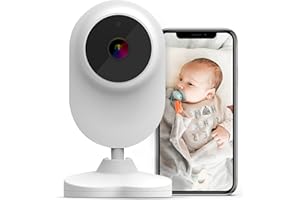GOLDCHAMP Caméra de Surveillance WiFi Intérieure, FHD 1080P Sécurité Cam avec Vision Nocturne détection de Mouvement, Audio bidirectionnel pour Bébé/Animaux