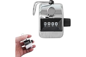 HFMYGS Handzähler Zähler, Zähler Klicker, Reihenzähler Stricken, Handzähler, Fingerzähler, 4-Stellige Metall Zähler, Klicker Counter, für Personenzähler, Coaching, Fitness Sport Training Schul