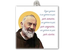 F.LLI BONELLA Fratelli Bonella | Piastrella in Ceramica con Padre Pio in Scatola Regalo 10x10 cm | Made In Italy