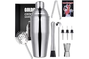 GOLDGE Cocktail Shaker Set, 9PCS Cocktail Making Set, 750ML Stainless Steel Bar Tool Set, Bartender Kit for Home, Bar, Party, Christmas, Thanksgiving.